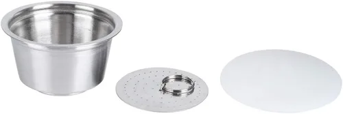 Vista 8 de Oumefar Relleno de café recargable, cápsulas de café reutilizables de acero inoxidable con tapa de silicona, taza de cápsula de café recargable