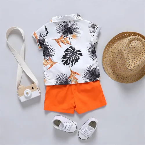 Vista 2 de PATPAT Baby Boy Summer Holiday Short-sleeve Shirt Set Infant Boy Shorts Set 3M-24Months