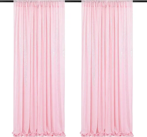 Vista 39 de Poise3EHome - Cortinas de lentejuelas con purpurina champagne, 2 piezas de 2 x 8 pies, paneles de purpurina para fiesta de Halloween, fiesta