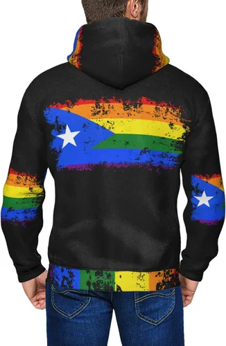 Vista 2 de Sudadera con capucha con cremallera y bandera de Arco iris Puerto Rico Lgbt Gay Pride