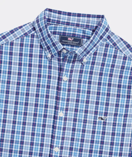 Vista 3 de vineyard vines Camisa de popelina de cuadros múltiples para hombre