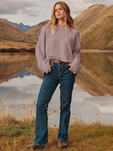 Vista 128 de LOGENE Suéter de gran tamaño para mujer, cuello redondo, manga larga, suave, mullido, suéter de punto 2025 para otoño e invierno