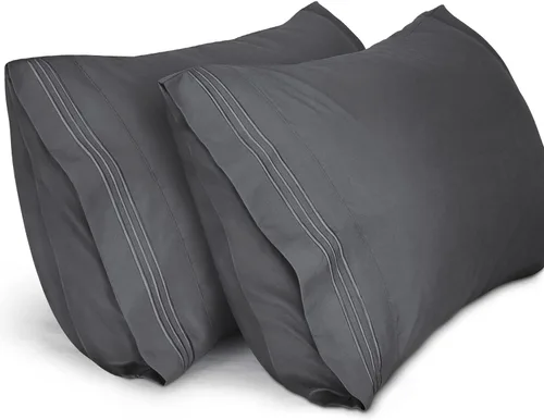 Vista 9 de Lirex Fundas de almohada (paquete de 2), fundas de almohada de microfibra cepillada suave de 1800 hilos, lavables a máquina, sin arrugas, Beige