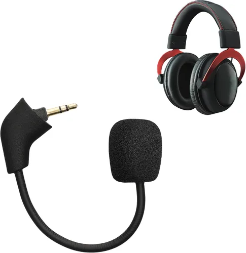 Vista 5 de kwmobile Micrófono compatible con Kingston HyperX CloudCloud XCloud 2 IICloudX Core - Micrófono de repuesto para auriculares para juegos - Negro
