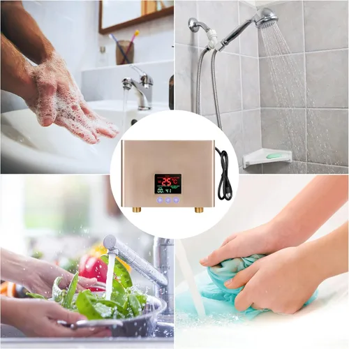 Vista 7 de Calentador de agua eléctrico sin tanque de 110 V 3000 W bajo fregadero bajo demanda calentador de agua caliente instantáneo para cocina baño lavado