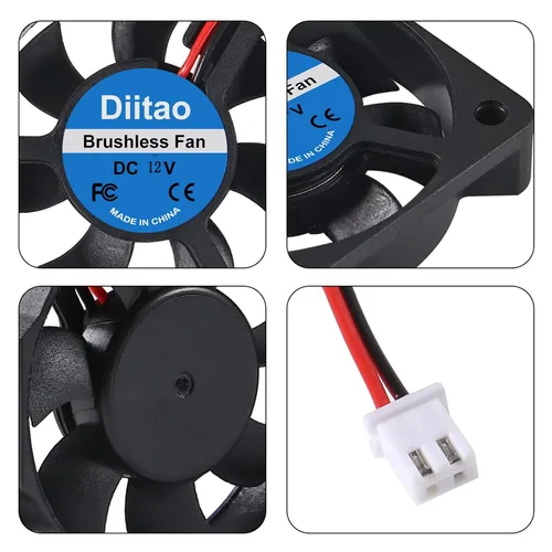 Vista 3 de Ventilador de refrigeración CC sin escobillas de 12 V 5010 de 1.969 x 1.969 x 0.394 in, ventilador de flujo de aire silencioso sin escobillas