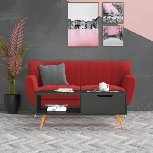 Vista 9 de Coffee Table Black 39.4x19.5 x16.9 Engineered Wood Living Room Center Table End Tables Living Tables Mesa De Centro para Sala for Bedroom Dining