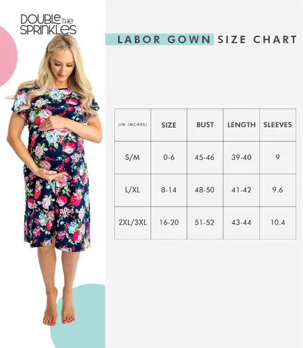 Vista 6 de DOUBLE THE SPRINKLES Labor & Delivery Gown - Maternity Birthing Robe for Moms - Comfortable Nursing & Feeding Access