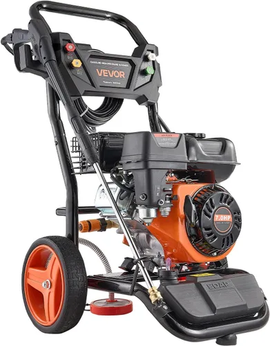 Vista 10 de VEVOR Lavadora a presión de gas 2900 PSI y 1.85 GPM máximo, bomba de aluminio mejorada con pistola rociadora y varita, juego de 4 boquillas
