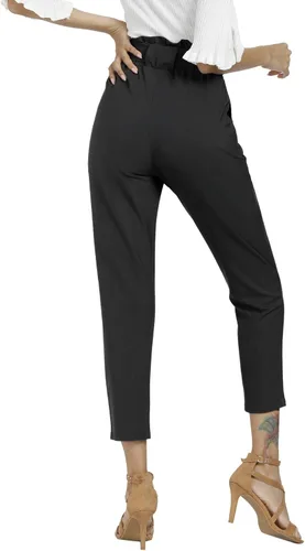 Vista 4 de Freeprance Pantalones de mujer Pantalones casuales Bolsa de papel Pantalones Cintura elástica Bolsillos delgados