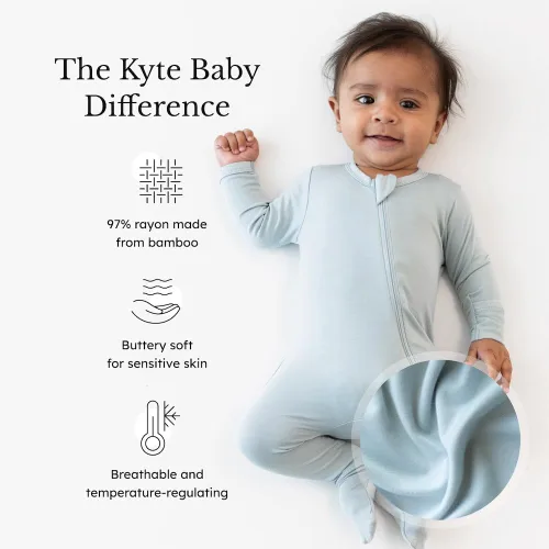 Vista 106 de KYTE BABY Pies unisex con cierre de cremallera, rayón hecho de bambú, 0-24 meses