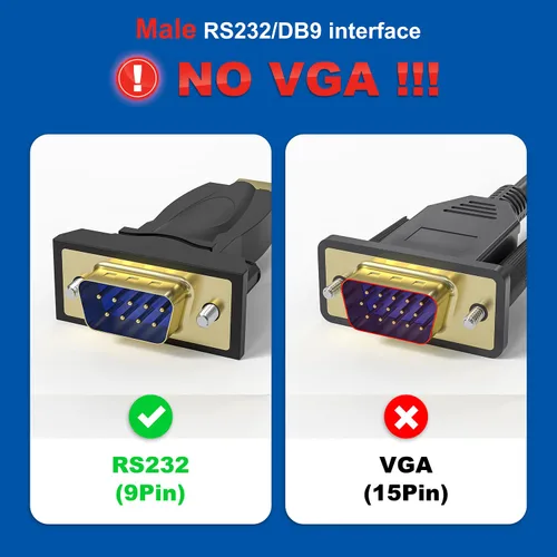Vista 9 de Adaptador USB a RS232 con chipset FTDI, USB a RS232 macho DB9 convertidor serie para caja registradora, módem, escáner, maquinaria industrial, CNC