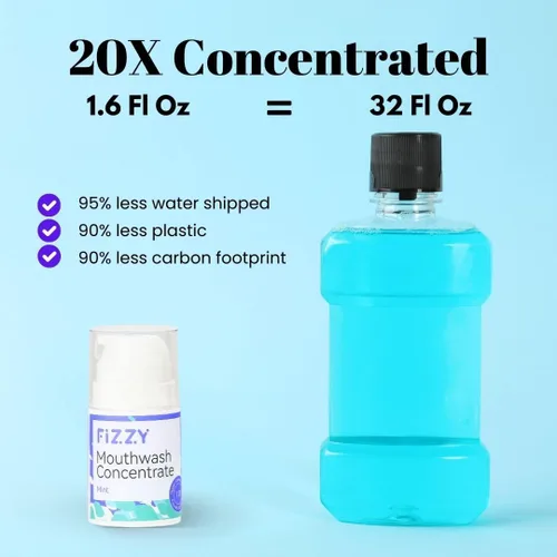 Vista 3 de Concentrado de enjuague bucal Fizzy Reparación de esmalte remineralizante, nano hidroxiapatita Tamaño de viaje 20 veces concentrado Sin flúor