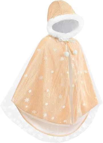 Vista 3 de Elsa - Disfraz de Elsa para niña, capa con capucha, vestido de princesa de Frozen para cosplay