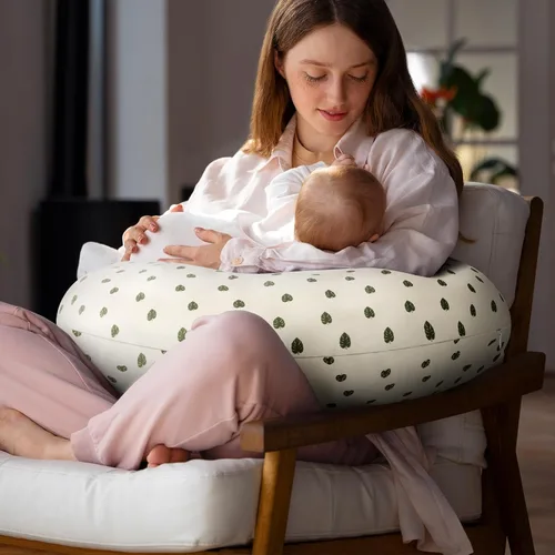 Vista 5 de FEBSNOW Paquete de 2 fundas de almohada de lactancia para bebé, fundas elásticas de algodón suave para lactancia materna, extraíbles y cómodas