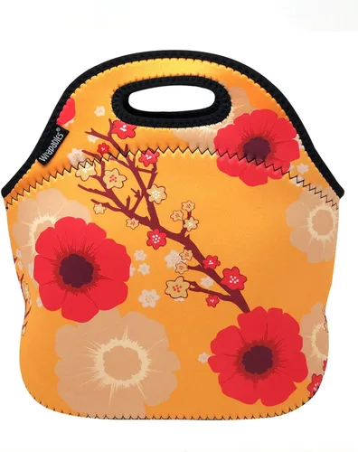 Vista 17 de allydrew Bolsa de almuerzo de neopreno aislada con cremallera para lonchera, plátanos y rayas