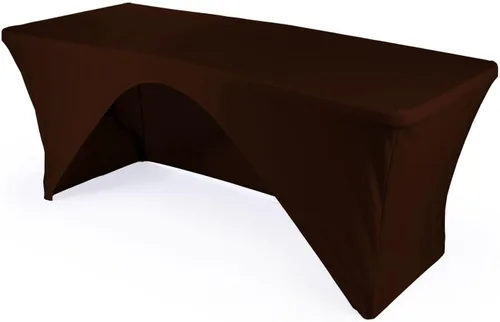 Vista 4 de LA Linen Mantel de elastano con respaldo abierto para mesa rectangular de 6 pies, 72 x 30 x 30 pulgadas, color negro