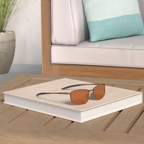 Vista 2 de AEVOGUE anteojos de sol polarizados para hombres, marco metálico rectangular, anteojos retro AE0535.