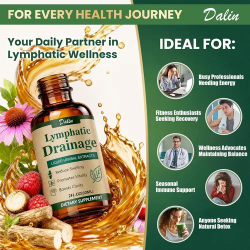 Vista 8 de Dalin Gotas de drenaje linfático liposomal - Suplemento de drenaje linfático orgánico 21 en 1 con raíz de bardana, equinácea, saúco, caléndula