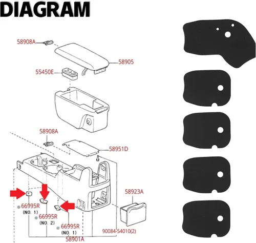 Vista 6 de 66995-AD011 para 01-04 Toyota Tacoma Cup Holder Insertos de goma Juego de 5 NUEVOS