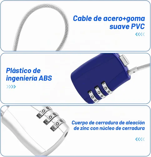 Vista 3 de MEIRIYFA Candado de combinación de 3 dígitos con contraseña para exteriores, impermeable, bloqueo de alambre para Scool Gimnasio, taquillas, puerta