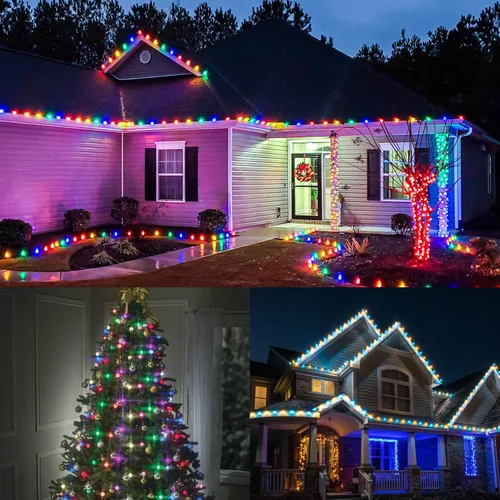 Vista 8 de Cadena de luces de Navidad C9 de 25 pies, enchufes de luz E17 con separación de 12 pulgadas, juego de cadena de luces C9 blanco para decoración