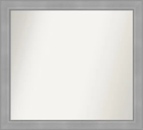 Vista 90 de Amanti Art Espejo de baño plateado para sobre el fregadero, 24 x 24 pulgadas, espejo cuadrado de peltre forjado a medida, marco de madera casual