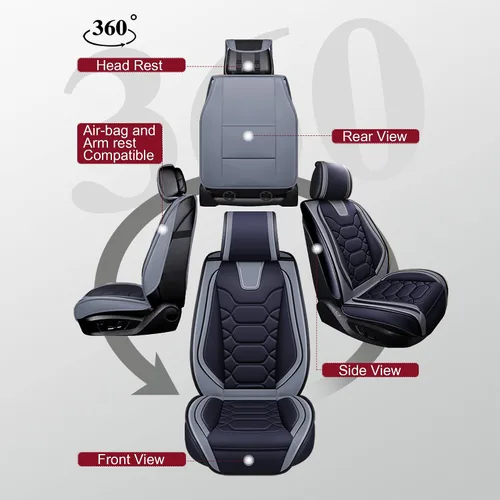 Vista 2 de OASIS AUTO Fundas de asiento de ajuste personalizado compatibles con Chevy Equinox (2010-2026), protector de piel sintética impermeable, accesorios