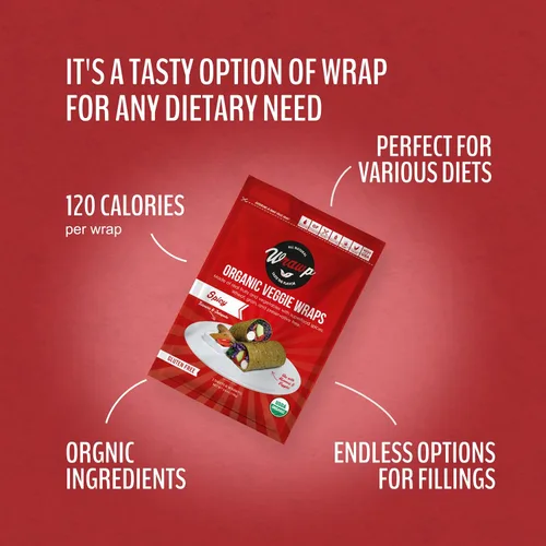 Vista 4 de WrawP Envolturas vegetales orgánicas – PICANTE (paquete de 8) ESTABLES EN ESTANTE, todo natural, sin gluten, paleo, vegano crudo. Perfecto