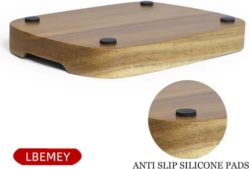 Vista 5 de Soporte de cuchara de madera de acacia de 5.9 pulgadas para estufa, soporte rectangular liso para cuchara de madera para encimera de cocina con pies