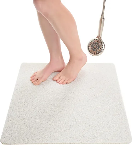 Vista 118 de Enkosi Alfombra de ducha antideslizante Loofah para suelos de ducha, bañera, baños, zonas húmedas, alfombrilla de baño acolchada con agujeros