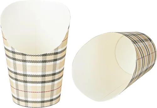 Vista 20 de Restaurantware Bio Tek - Recipientes de papas fritas de 12 onzas, 100 tazas desechables de charcutería, diseño inclinado, redondo, a rayas