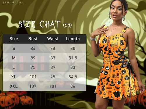 Vista 7 de J&DHUASHA Vestido de Halloween para mujer, gótico, de cintura alta, sin espalda, tirantes delgados, cremallera media, vestido de fiesta de Halloween