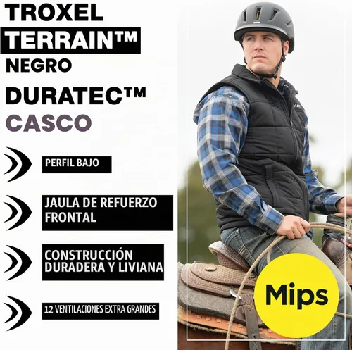 Vista 2 de Casco de equitación Troxel Terrain MIPS de enfriamiento, perfil bajo, diseño microajustable, equipo de equitación a caballo, mediano (7-7-3/8)