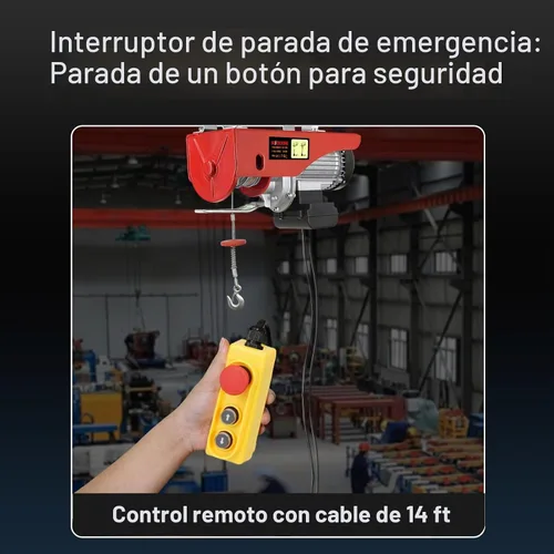 Vista 3 de Cabrestante eléctrico de elevación de 440 libras con control con cable de 14 pies, cabrestante eléctrico de 110 V con altura de elevación de 40 pies