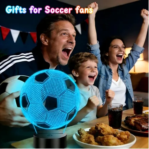 Vista 2 de Regalos de fútbol para niños de 8 a 12 años, lámpara de fútbol con ilusión 3D, regalos para niños, adolescentes, niños y niñas, 5, 6, 7, 8, 9, 10