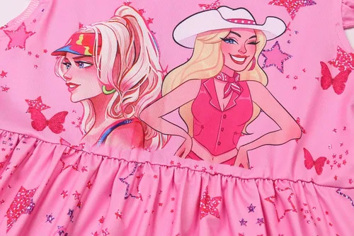 Vista 6 de Vestido de disfraz para niñas, con dibujos animados, manga con volantes, traje de verano, fiesta de cumpleaños, juguete de regalo