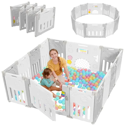 Vista 13 de Corralito para bebés Dripex, corral plegable de 10 paneles para bebés y niños pequeños, área de juego portátil ajustable, centro de actividades