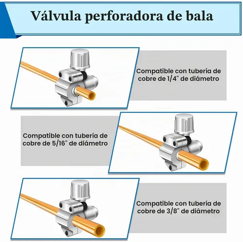 Vista 2 de A/C Kit de válvula de reequipamiento refrigerante conjunto de válvulas, con adaptador de lado bajo R12 a R134A, válvula perforadora bala BPV31