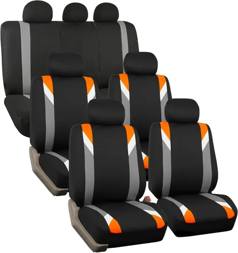 Vista 10 de Fundas para asientos en 3 filas modernas de alta calidad FH GROUP FH-FB033217 color beige y negro, para la mayoría de los autos, camionetas, SUV
