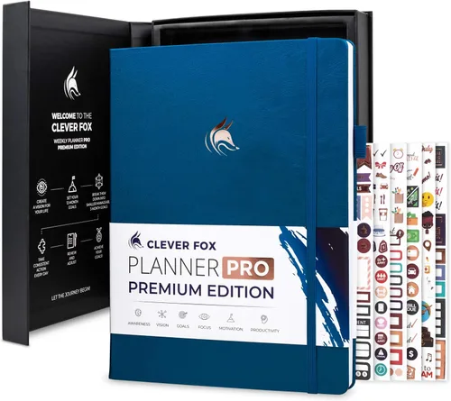 Vista 8 de Clever Fox Planner Pro Premium - Lujosa agenda semanal y mensual con organizador de presupuesto para productividad y objetivos, sin fecha, A4