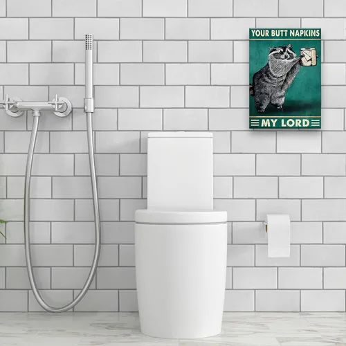 Vista 3 de Busmko Divertida decoración de baño con la servilleta de mi manteca de cerdo, mapache de animales, impresiones artísticas de pared, cuadros