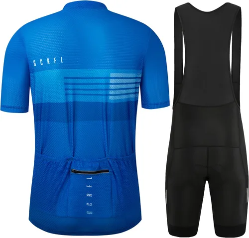 Vista 27 de GCRFL Conjunto de camiseta de ciclismo para hombre, camiseta ligera para ciclismo de carretera, pantalones cortos con bolsillos acolchados