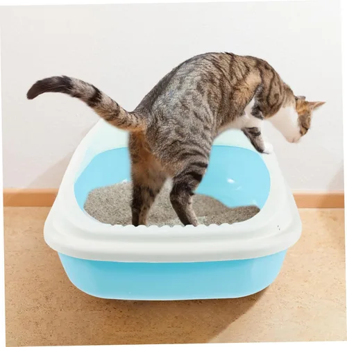 Vista 8 de Caja de arena para gatos con diseño semicerrado, prevención de derrames para el hogar, para gatos, estilo pala incluida