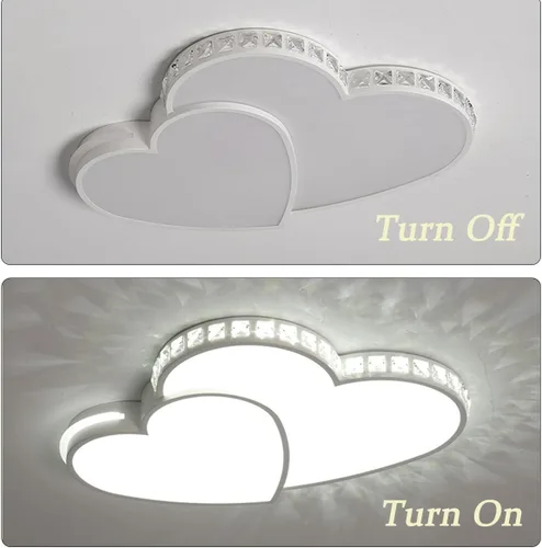 Vista 5 de Gdrasuya10 Lámpara de techo LED de cristal en forma de corazón, moderna lámpara de techo de montaje empotrado de cristal romántica para sala