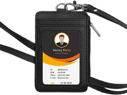 Vista 20 de Bolimoss Porta credenciales y chaleco con tarjetero 2 en 1, soportes para tarjetas de crédito con cordón de cuello desmontable, cartera de cuero