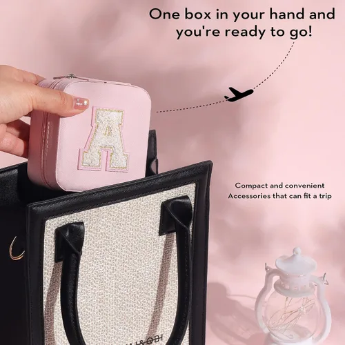 Vista 6 de Joyero de viaje para niñas y mujeres Estuche de joyería personalizado Regalos para hija de mamá papá, regalos para niñas adolescentes, caja