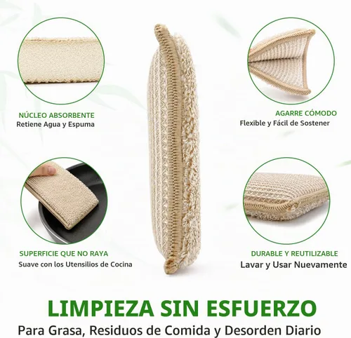 Vista 6 de KMAKII Esponjas de cocina de bambú, esponja para platos, esponjas de 12 esponjas