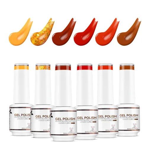 Vista 9 de Nicedeco Esmalte de uñas de gel sin hema, 6 colores, sin crueldad, vegano, rojo, borgoña, rojo, brillante, esmalte de uñas en gel para manicura