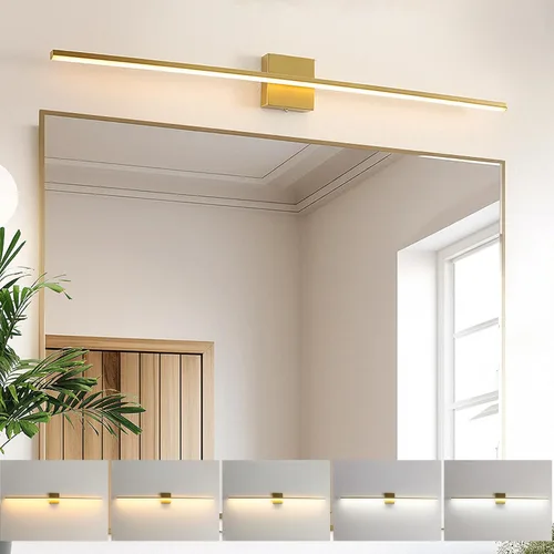 Vista 2 de Lámparas de baño sobre espejo, luz negra de tocador de baño de 12 pulgadas, lámpara LED de pared moderna de 11 W, 3000 K para barra de tocador